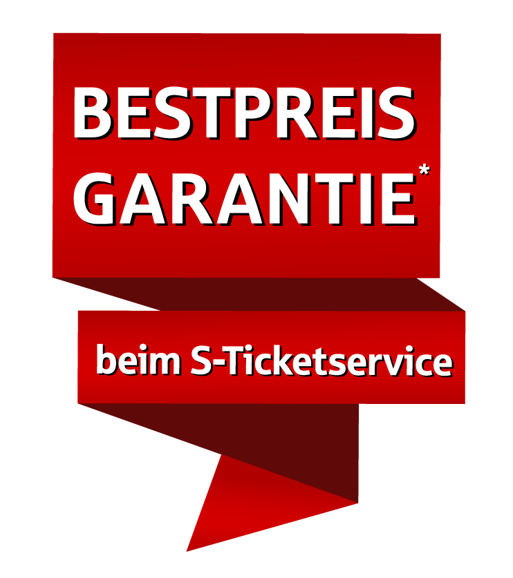 Banner mit Schriftzug: BESTPREIS GARANTIE beim S-Ticketservice