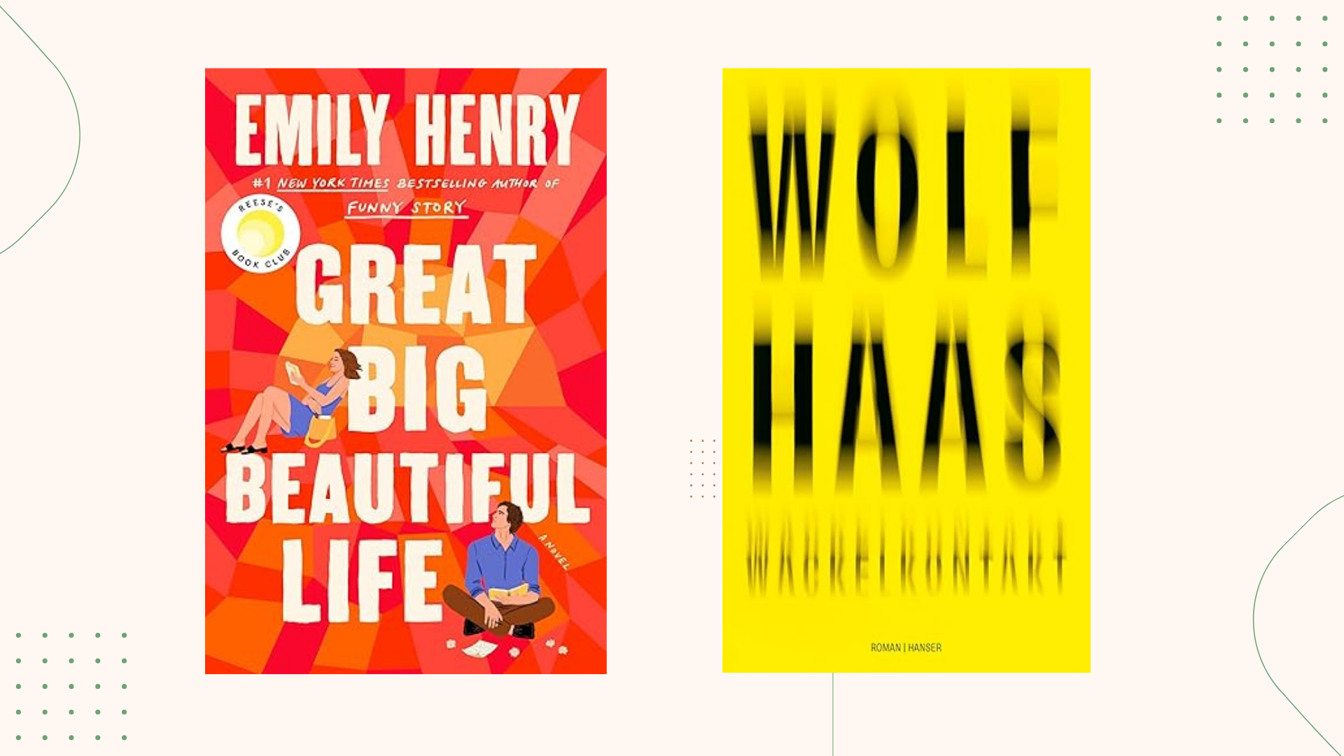 Cover der Bücher: Wackelkontakt und Great Big Beautiful Life.