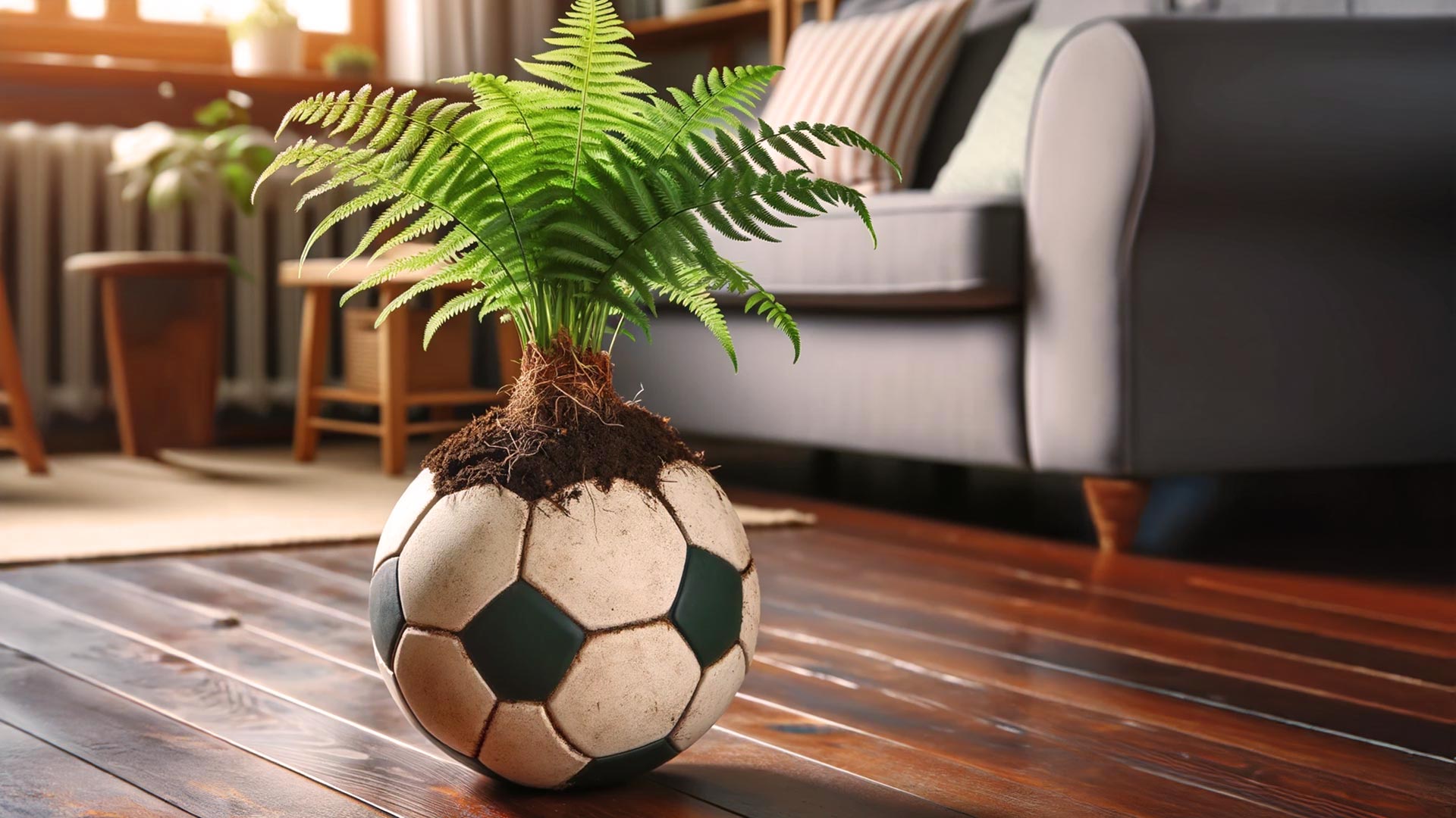 Fussball als Blumentopf